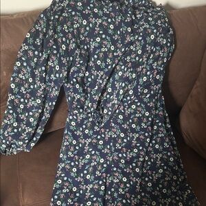 Banana Republic Floral Long Sleeve Dress - Navy